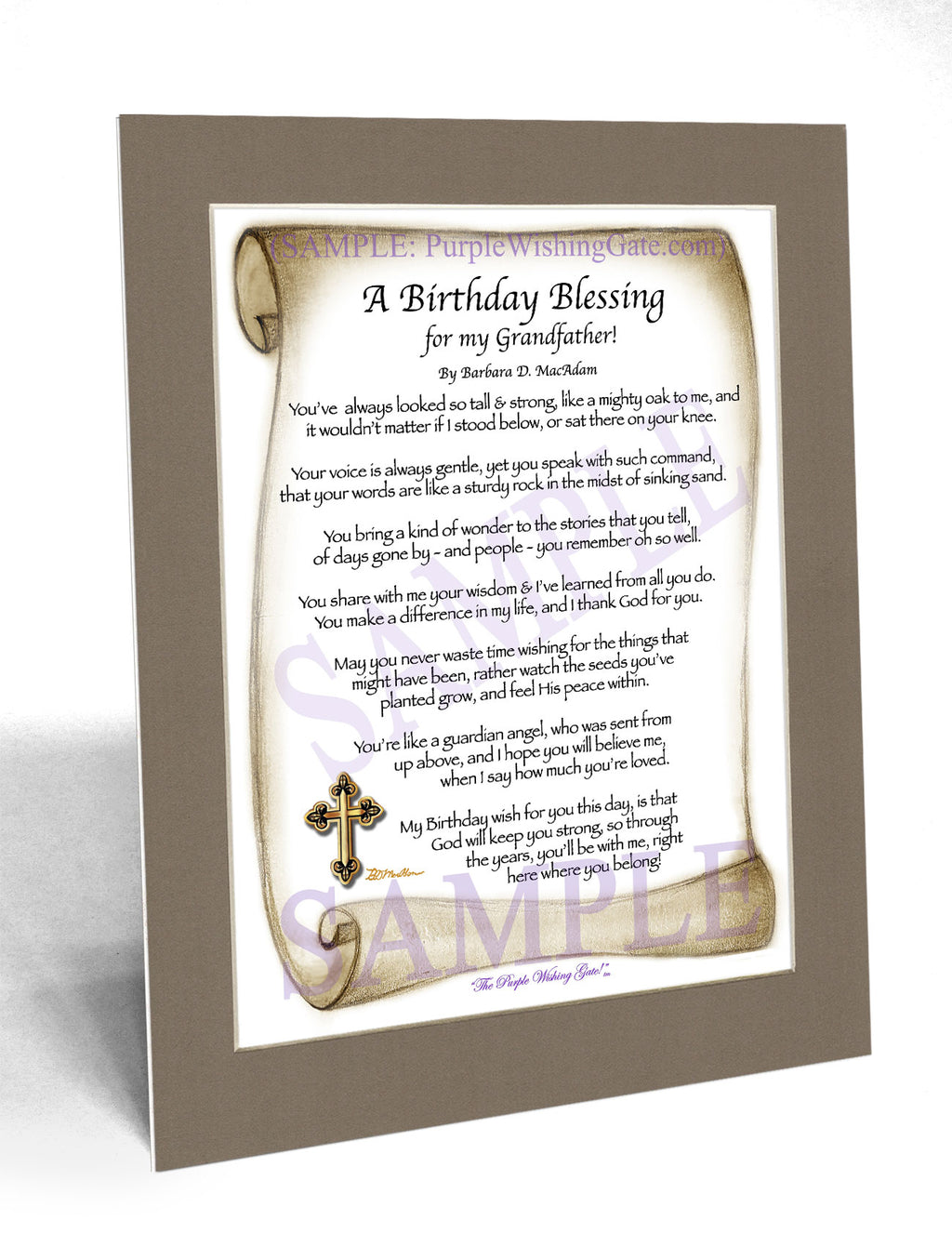 A Birthday Blessing for my Grandfather: Sepia Scroll / 8x10
