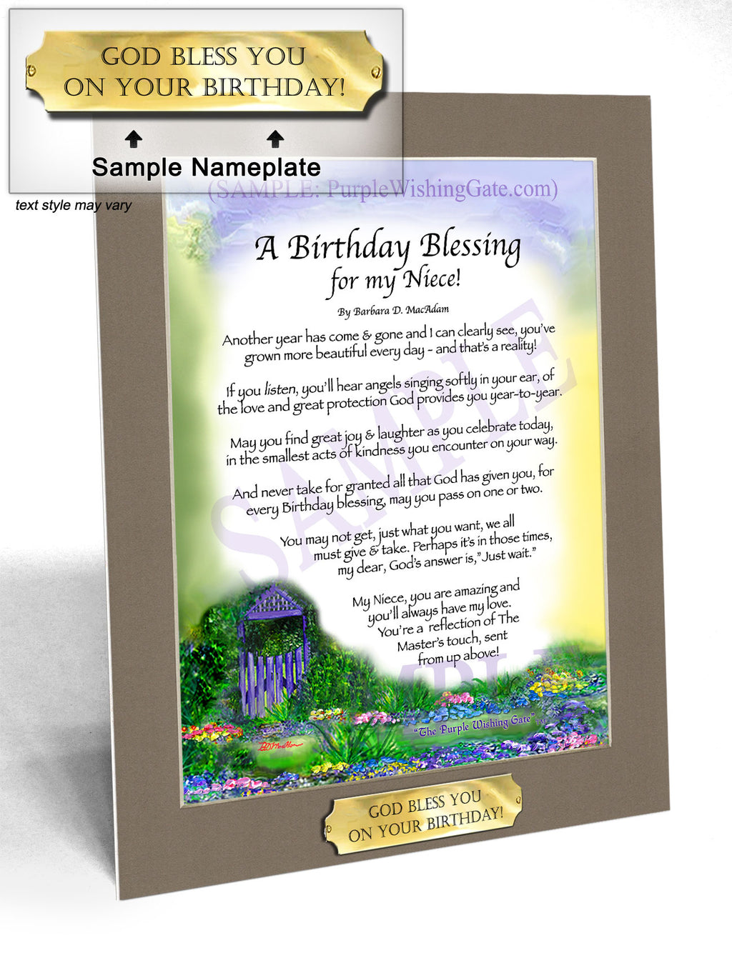 A Birthday Blessing for my Niece: Purple Wishing Gate / 8x10 w/Nameplate
