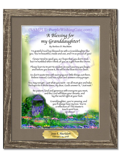 A Blessing for My Granddaughter! (child-adult) - Gifts for Granddaughter - PurpleWishingGate.com