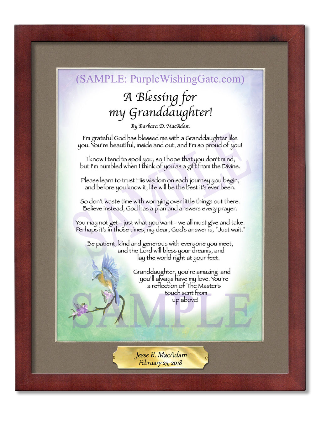 A Blessing for My Granddaughter! (child-adult) - Gifts for Granddaughter - PurpleWishingGate.com