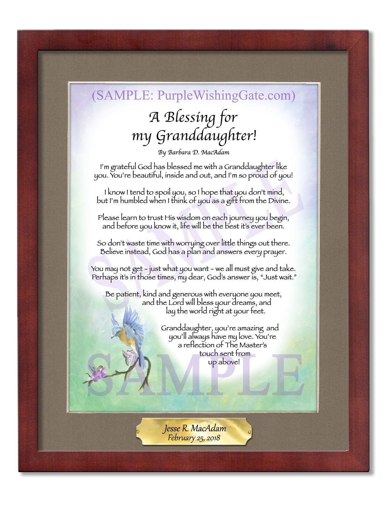 A Blessing for My Granddaughter! (child-adult) - Gifts for Granddaughter - PurpleWishingGate.com