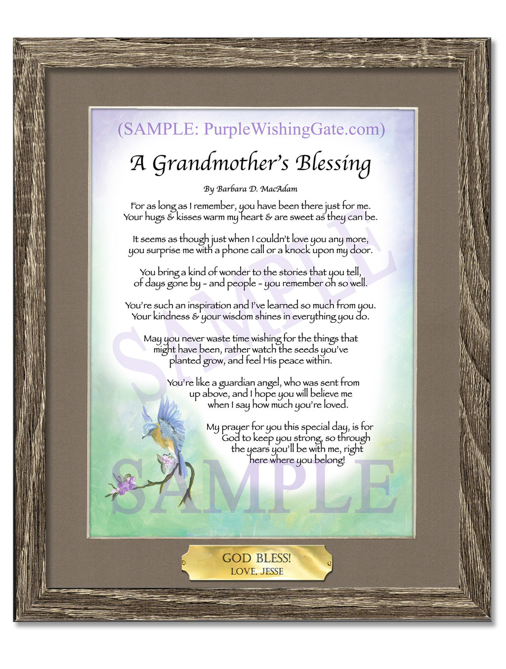 A Grandmother's Blessing: Bluebird / 8x10 w/Nameplate / 8x10 Birchwood
