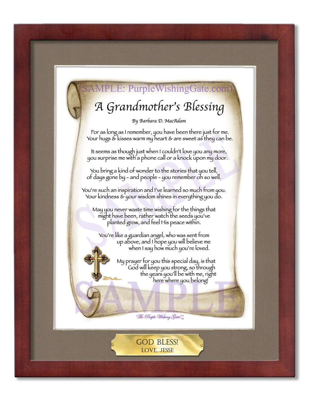 A Grandmother's Blessing: Sepia Scroll / 8x10 w/Nameplate / 8x10 Classic Walnut

