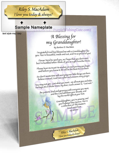 A Blessing for My Granddaughter! (child-adult) - Gifts for Granddaughter - PurpleWishingGate.com