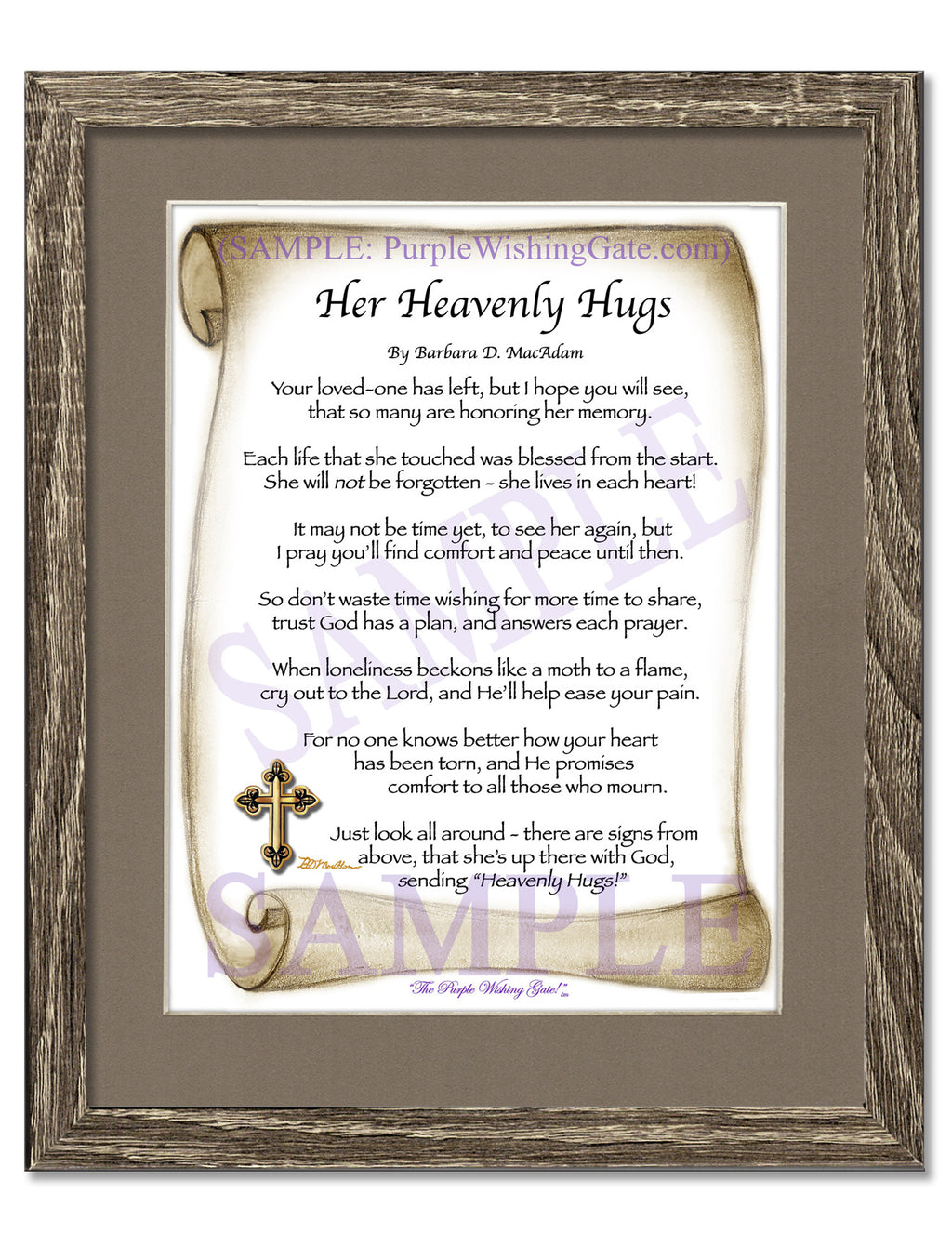 Her Heavenly Hugs: Sepia Scroll / 8x10 / 8x10 Birchwood

