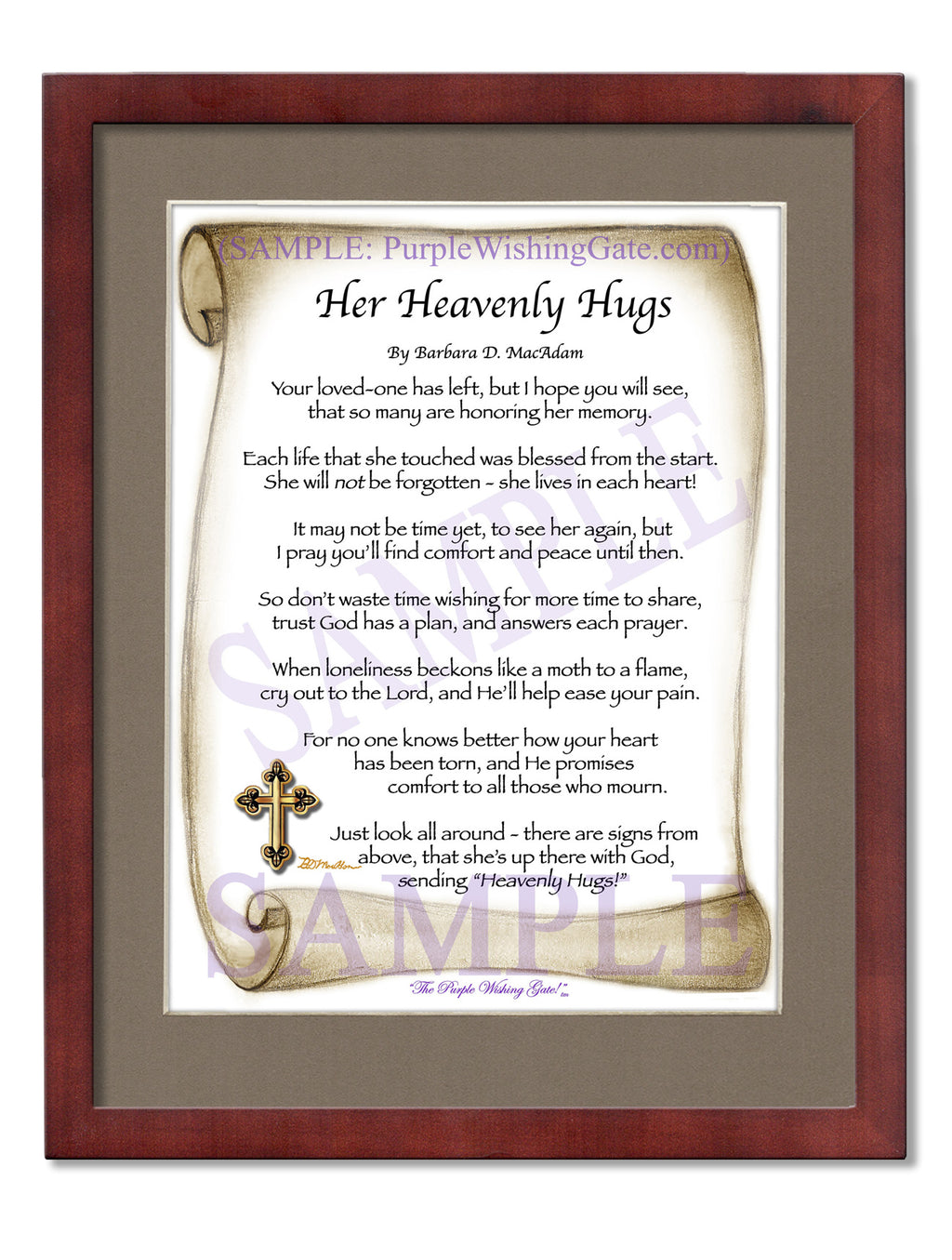 Her Heavenly Hugs: Sepia Scroll / 8x10 / 8x10 Classic Walnut
