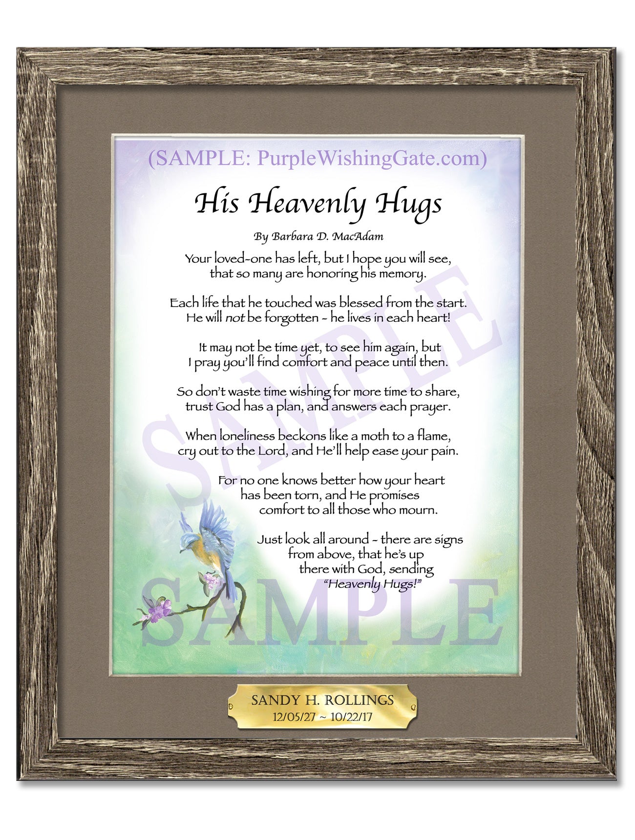 His Heavenly Hugs - Sympathy Gift - PurpleWishingGate.com
