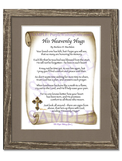 His Heavenly Hugs - Sympathy Gift - PurpleWishingGate.com