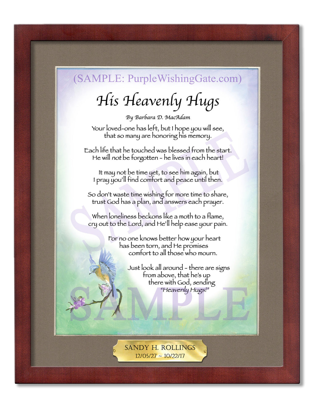 His Heavenly Hugs - Sympathy Gift - PurpleWishingGate.com
