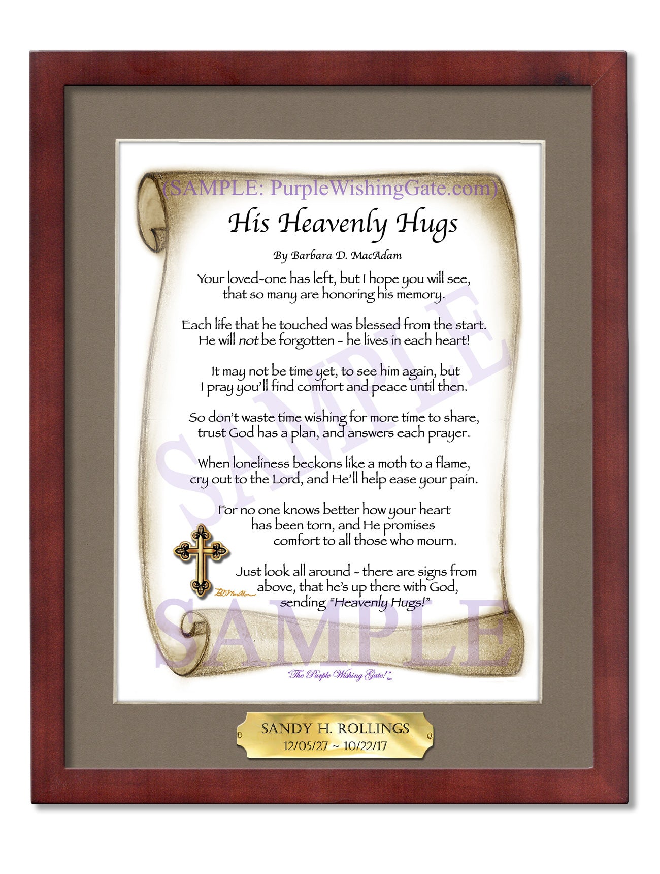 His Heavenly Hugs - Sympathy Gift - PurpleWishingGate.com