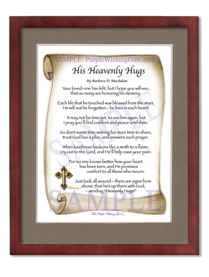 His Heavenly Hugs - Sympathy Gift - PurpleWishingGate.com