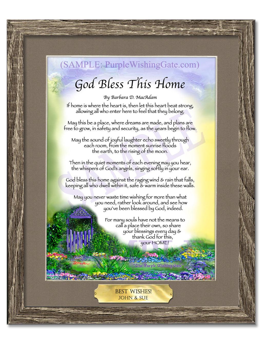 God Bless This Home: Purple Wishing Gate / 8x10 w/Nameplate / 8x10 Birchwood
