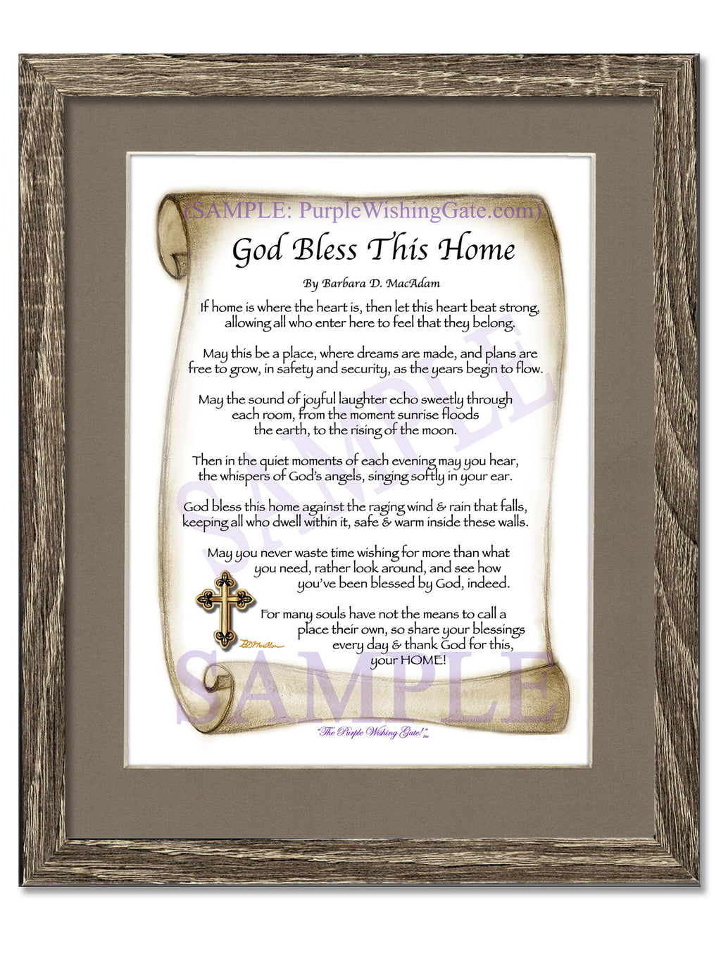 God Bless This Home: Sepia Scroll / 8x10 / 8x10 Birchwood
