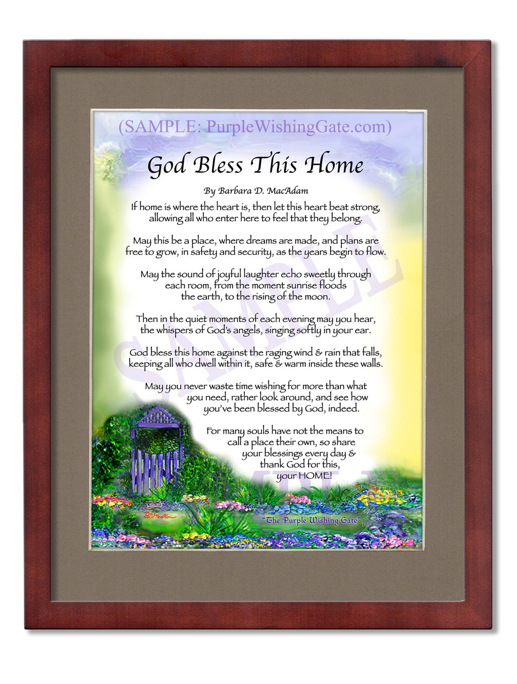 God Bless This Home: Purple Wishing Gate / 8x10 / 8x10 Classic Walnut
