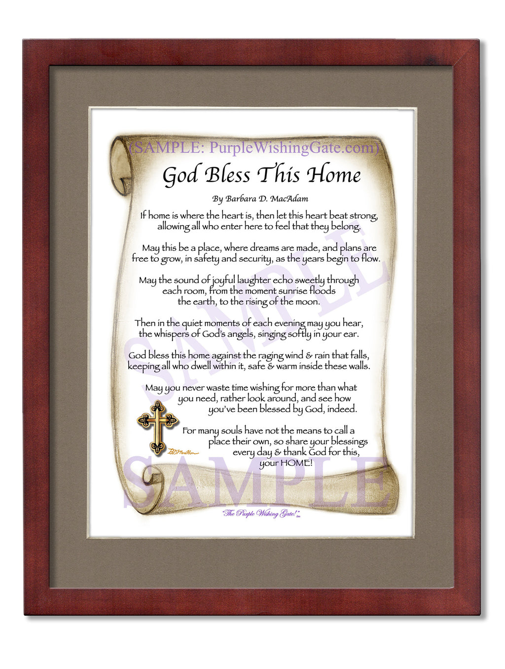 God Bless This Home: Sepia Scroll / 8x10 / 8x10 Classic Walnut

