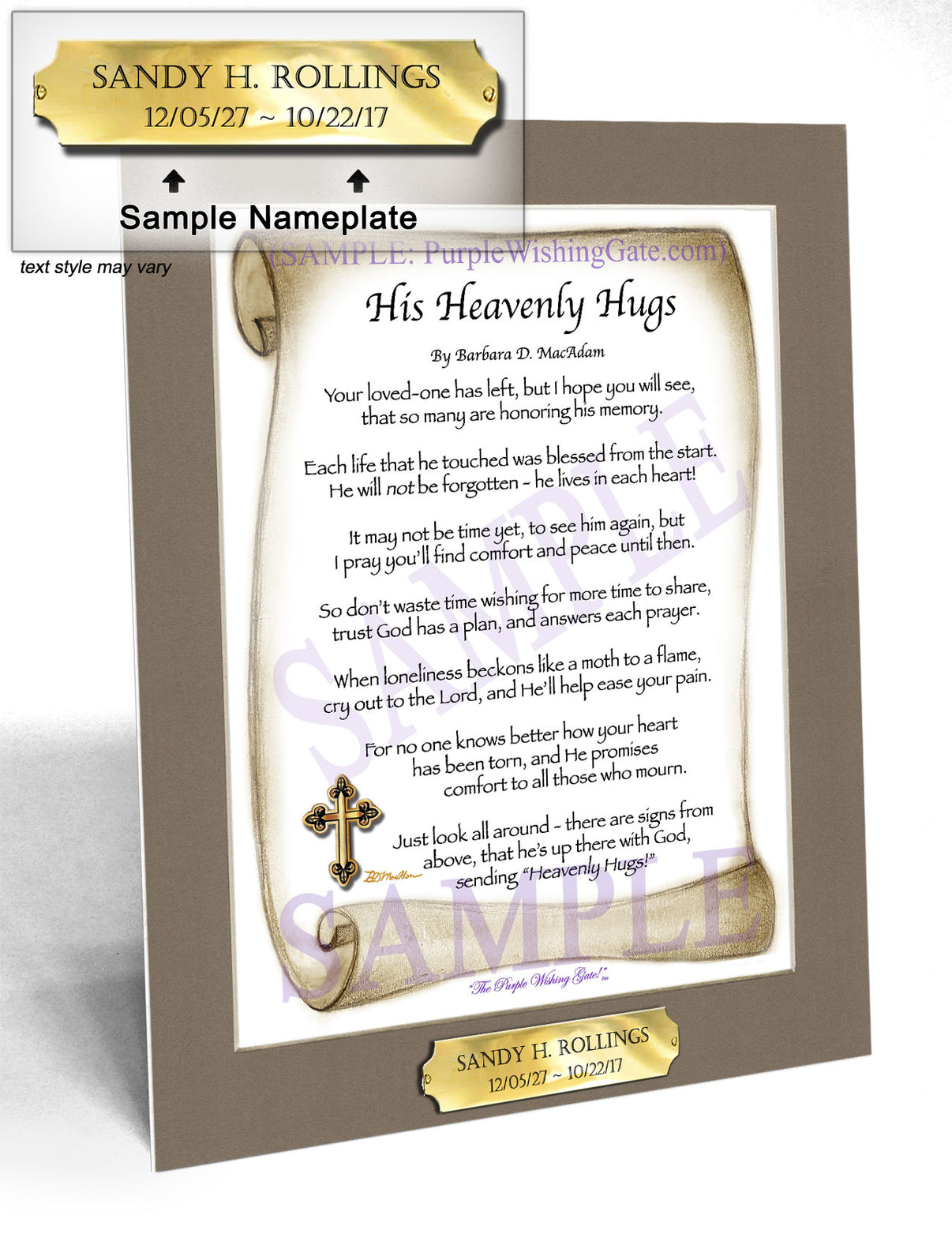 His Heavenly Hugs - Sympathy Gift - PurpleWishingGate.com