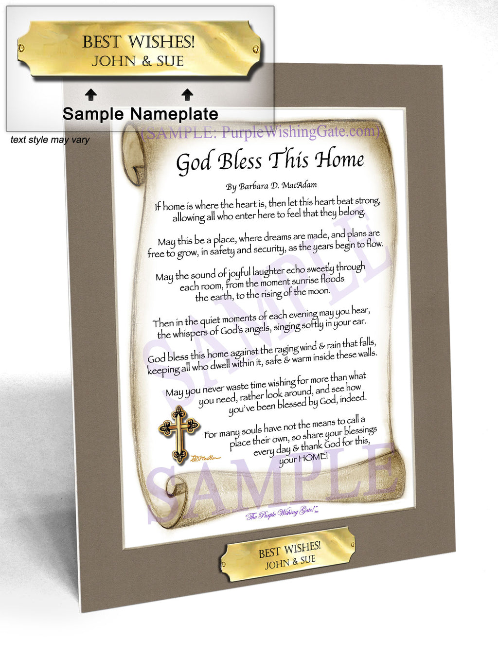 God Bless This Home: Sepia Scroll / 8x10 w/Nameplate
