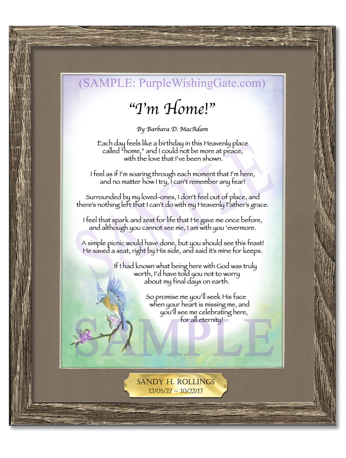 "I'm Home!" - Memorial Gift - PurpleWishingGate.com
