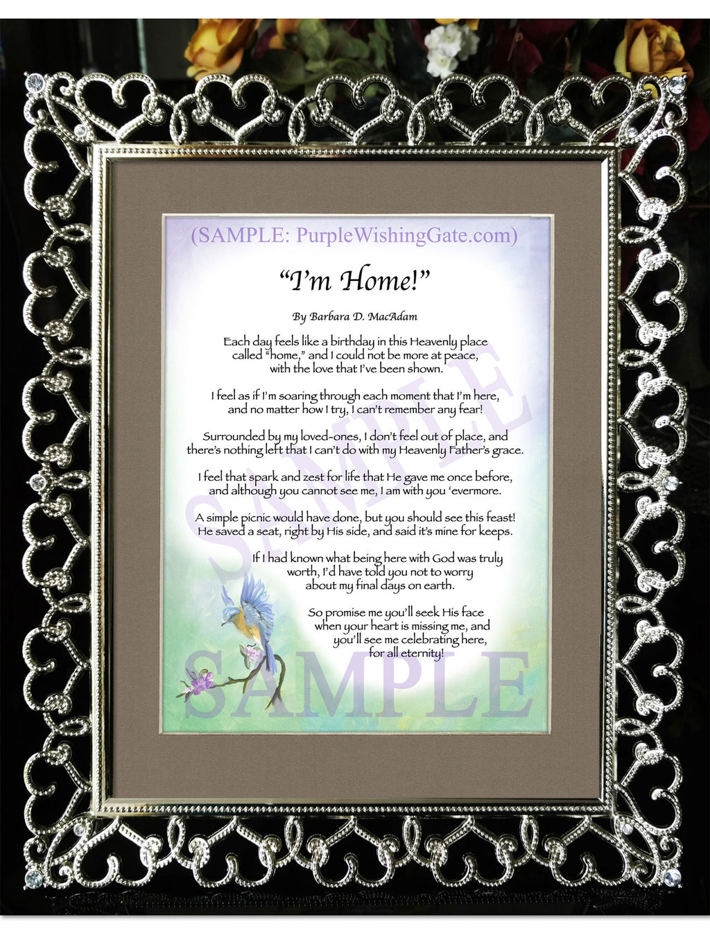 I'm Home: Bluebird / 8x10 / 8x10 Crystal-Silver Hearts
