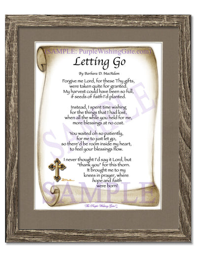 LETTING GO: Framed and Personalized Poem Gift! | PurpleWishingGate