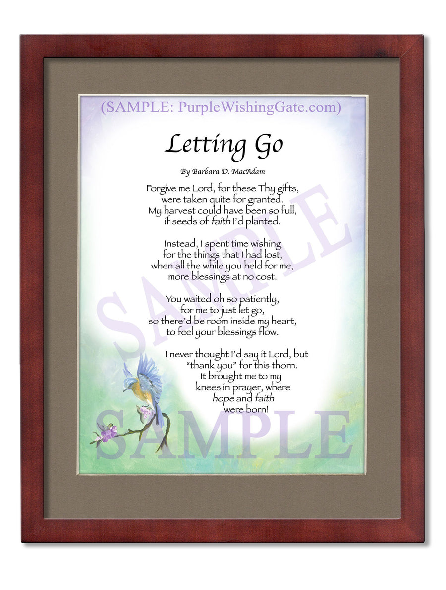 LETTING GO: Framed and Personalized Poem Gift! | PurpleWishingGate