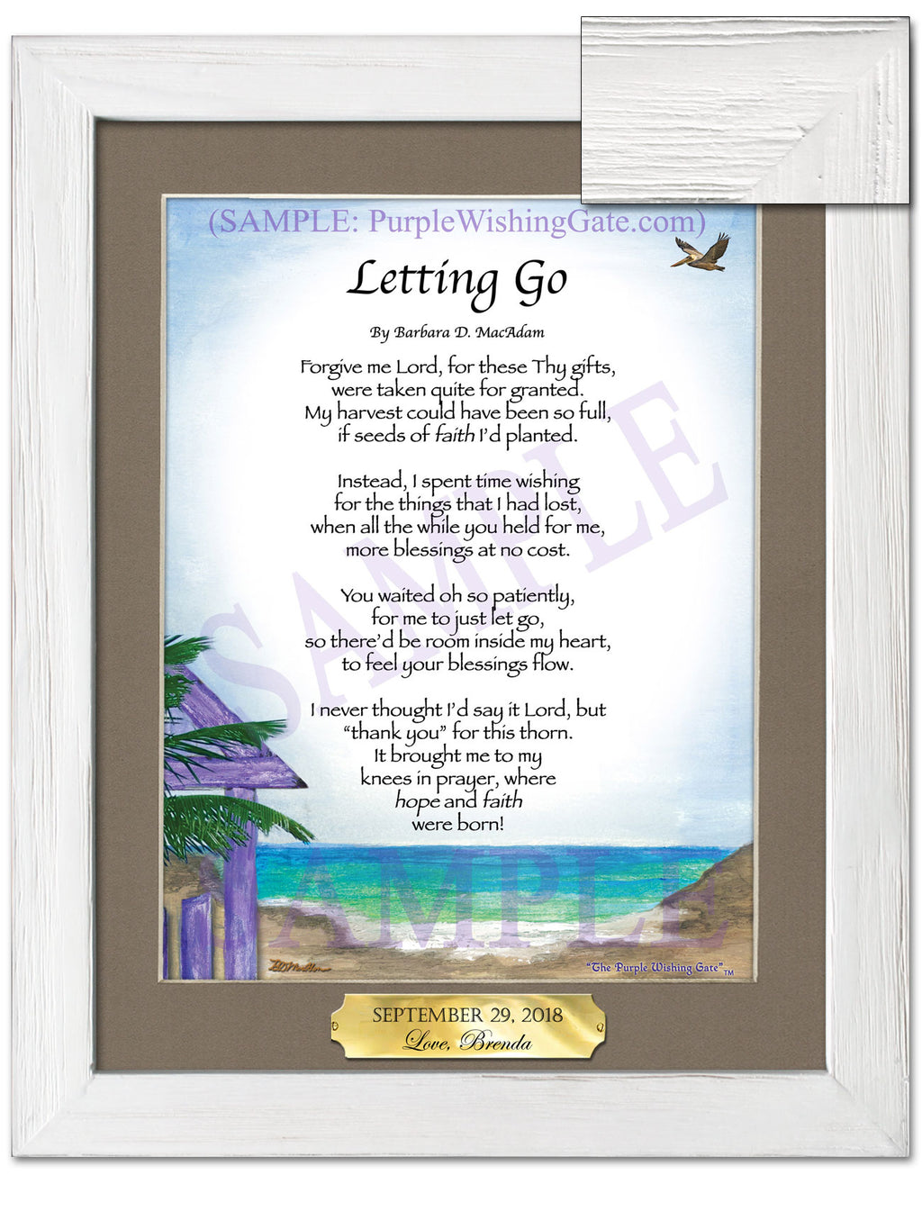 Letting Go: Paradise Cove / 8x10 w/Nameplate / 8x10 White Wash
