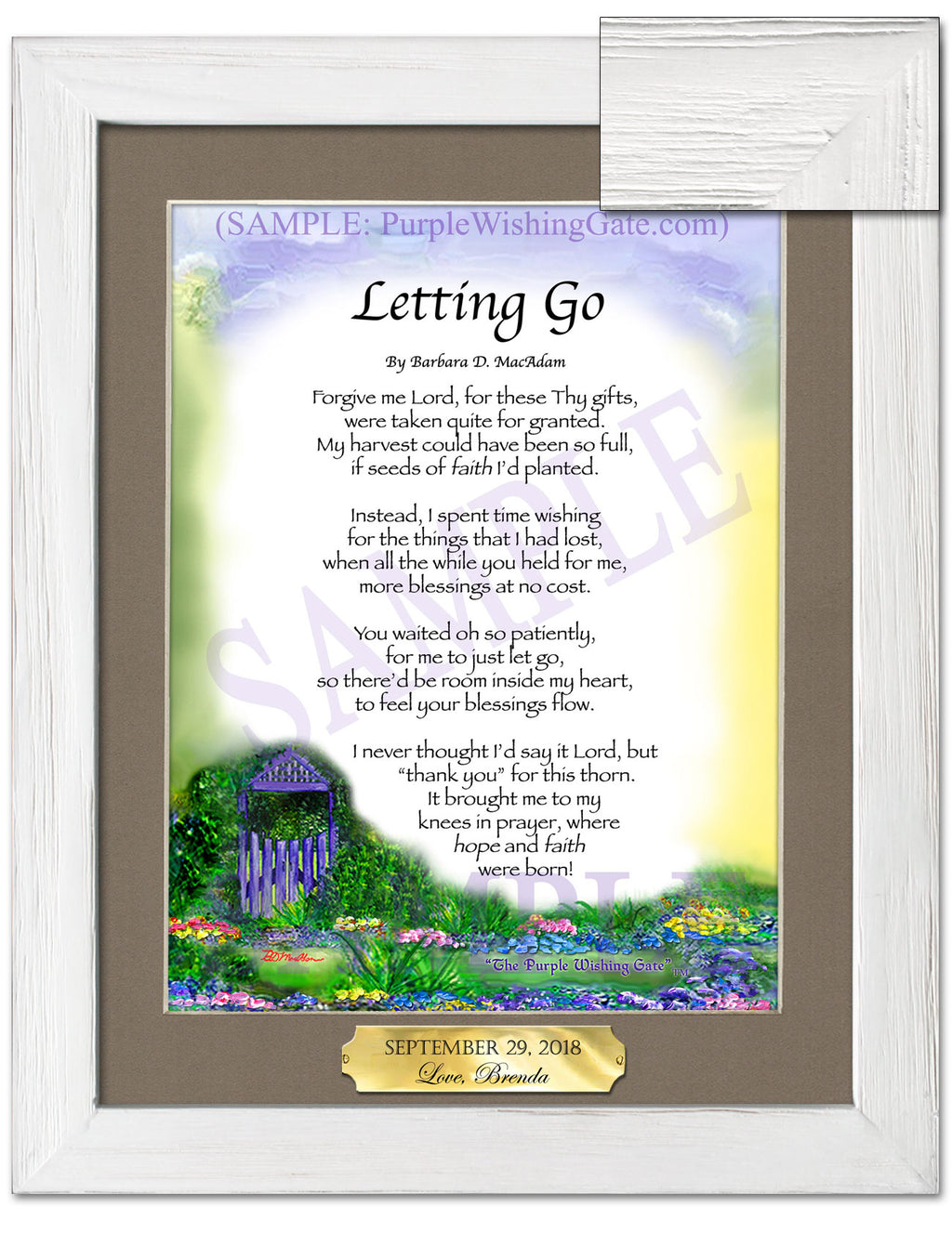 Letting Go: Purple Wishing Gate / 8x10 w/Nameplate / 8x10 White Wash
