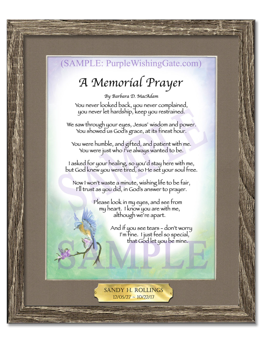 A Memorial Prayer - Memorial Gift - PurpleWishingGate.com