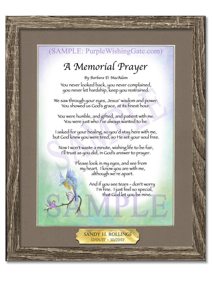 A Memorial Prayer - Memorial Gift - PurpleWishingGate.com