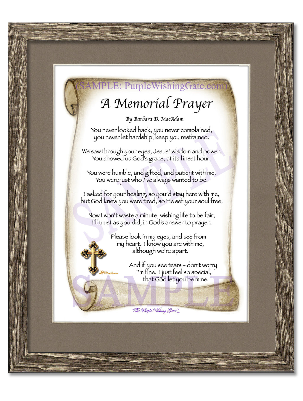 A Memorial Prayer: Sepia Scroll / 8x10 / 8x10 Birchwood
