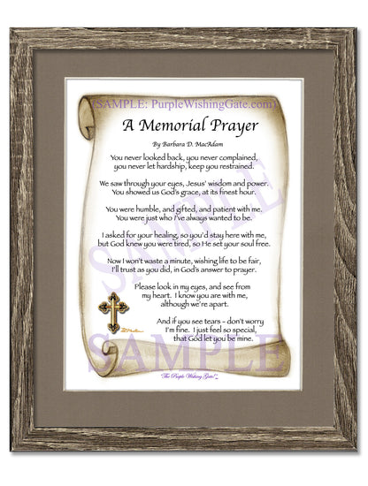 A Memorial Prayer - Memorial Gift - PurpleWishingGate.com