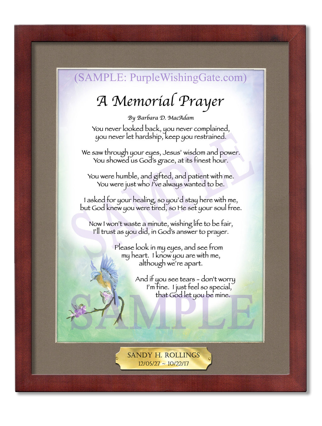 A Memorial Prayer - Memorial Gift - PurpleWishingGate.com