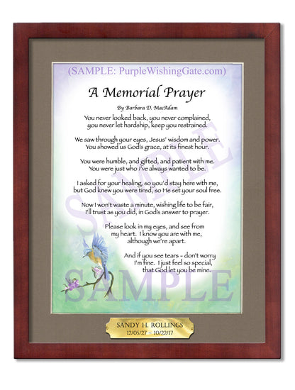 A Memorial Prayer - Memorial Gift - PurpleWishingGate.com