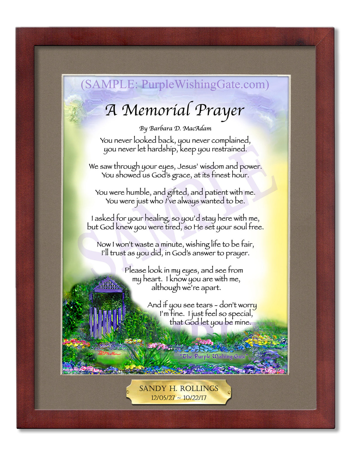 A Memorial Prayer - Memorial Gift - PurpleWishingGate.com