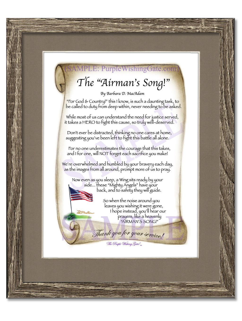 The Airman's Song: Patriotic Scroll / 8x10 / 8x10 Birchwood
