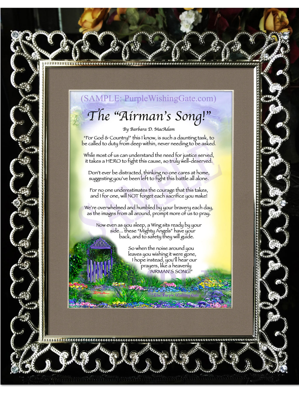 The Airman's Song: Purple Wishing Gate / 8x10 / 8x10 Crystal-Silver Hearts
