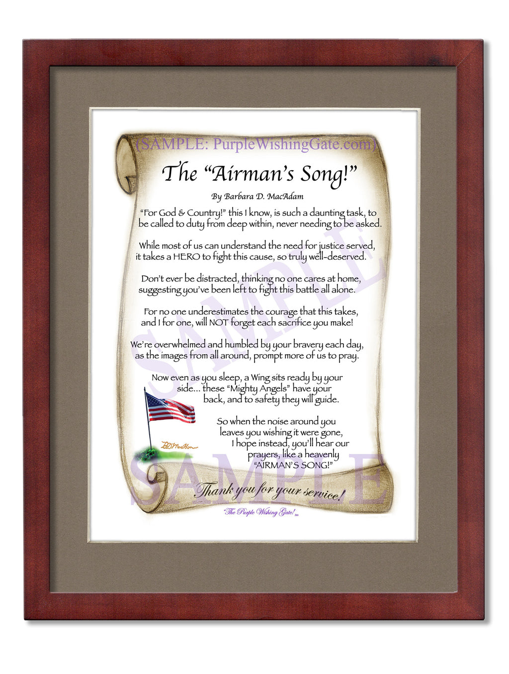The Airman's Song: Patriotic Scroll / 8x10 / 8x10 Classic Walnut
