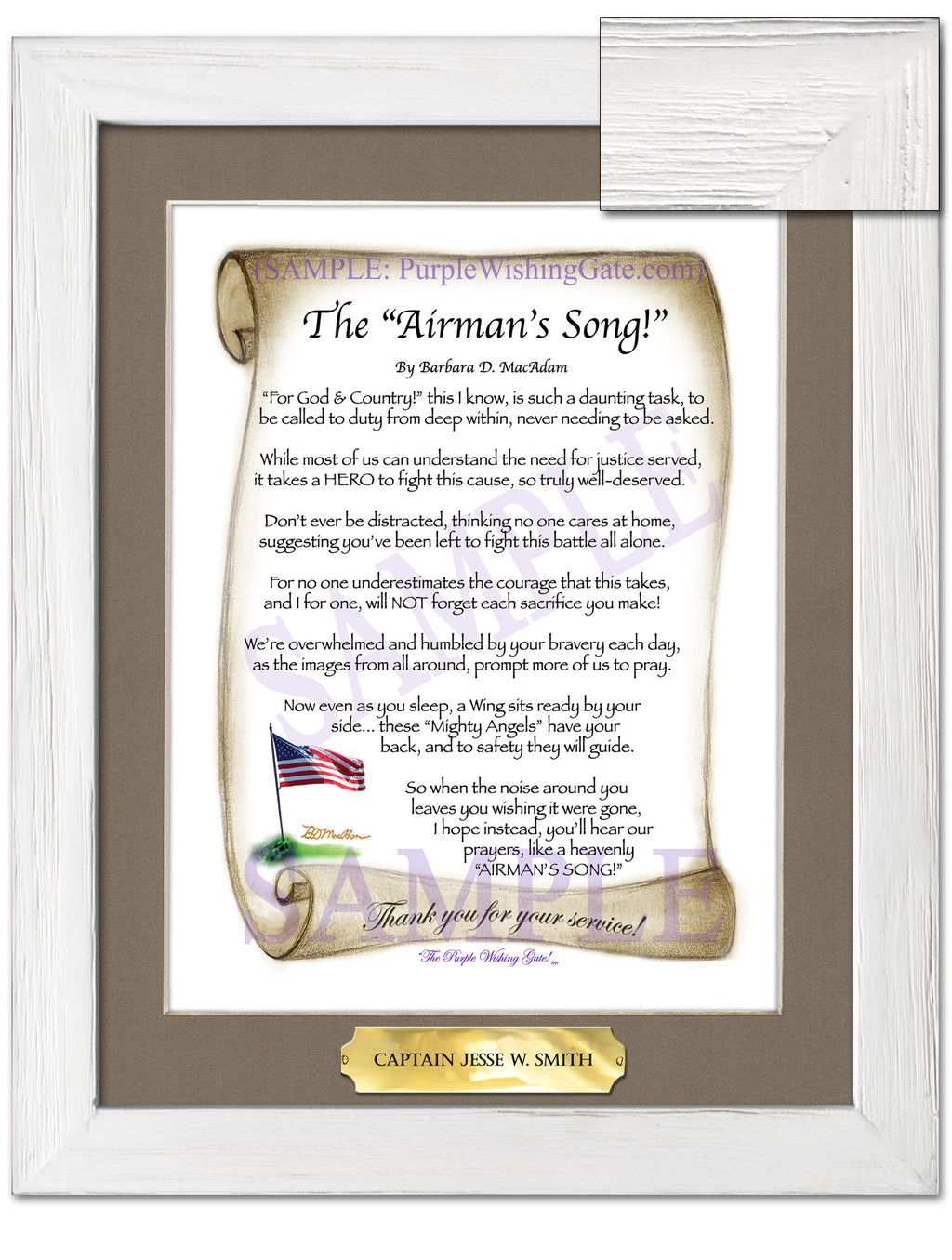 The Airman's Song: Patriotic Scroll / 8x10 w/Nameplate / 8x10 White Wash
