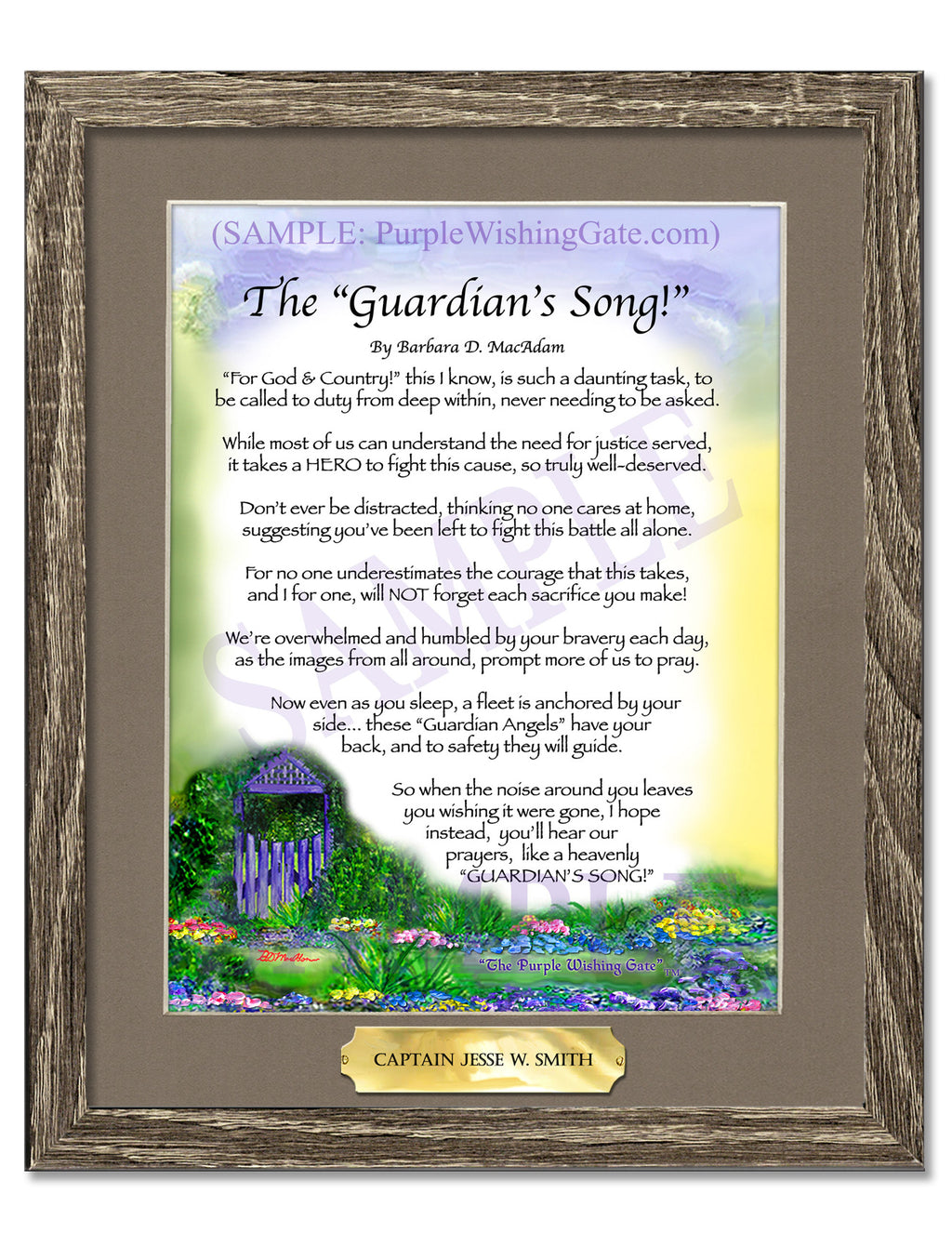 The Guardian's Song: Purple Wishing Gate / 8x10 w/Nameplate / 8x10 Birchwood

