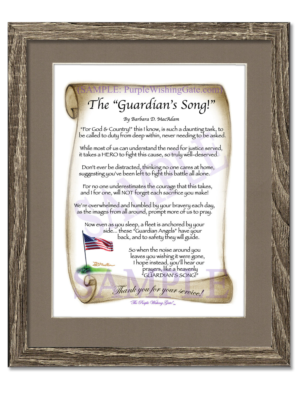 The Guardian's Song: Patriotic Scroll / 8x10 / 8x10 Birchwood
