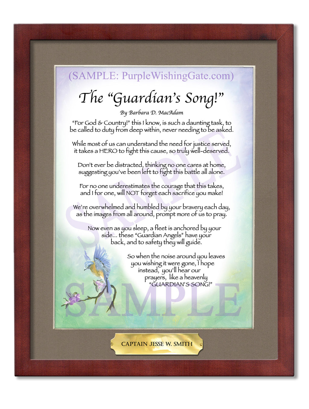 The Guardian's Song: Bluebird / 8x10 w/Nameplate / 8x10 Classic Walnut
