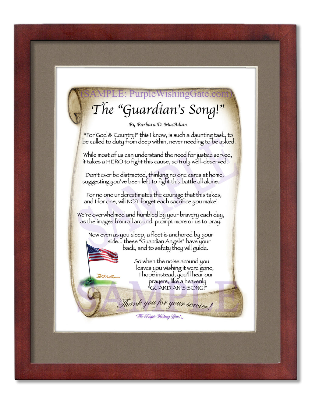 The Guardian's Song: Patriotic Scroll / 8x10 / 8x10 Classic Walnut
