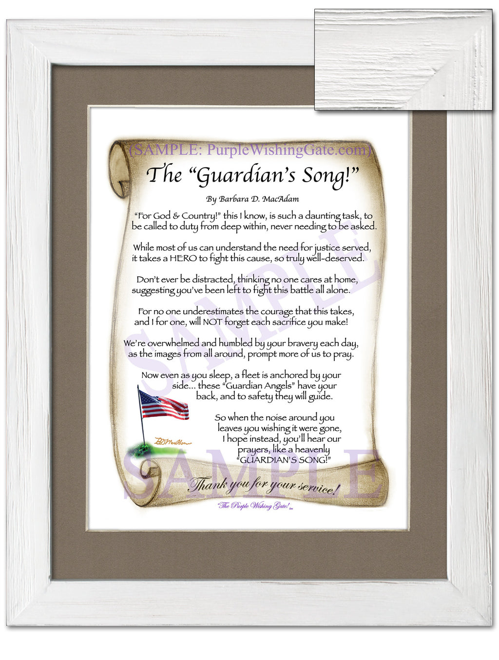 The Guardian's Song: Patriotic Scroll / 8x10 / 8x10 White Wash
