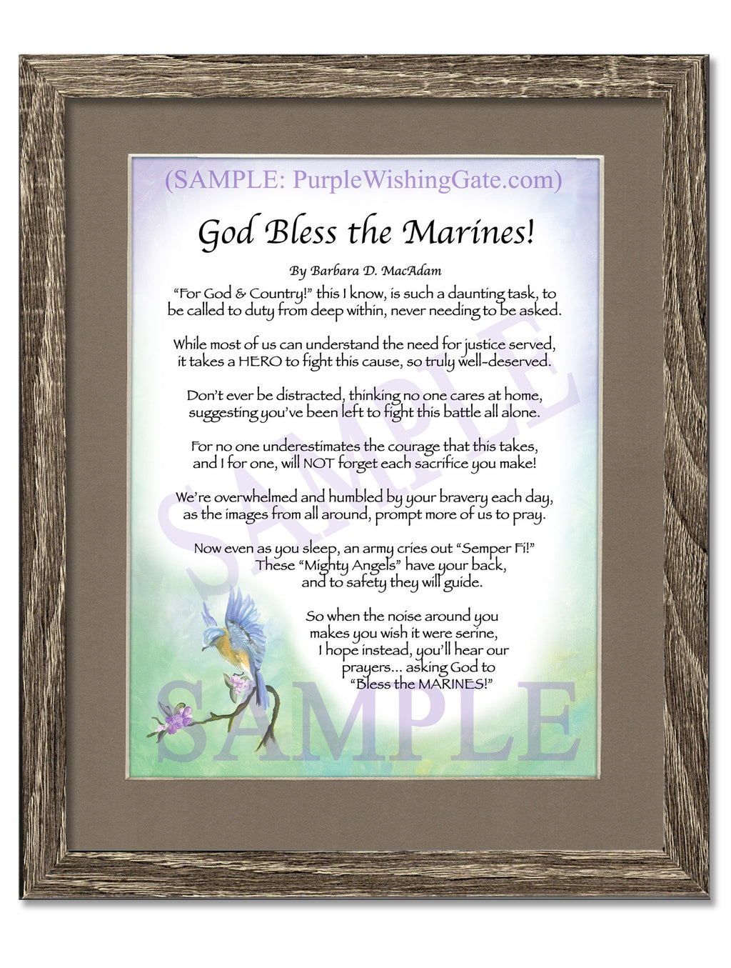 God Bless the Marines: Bluebird / 8x10 / 8x10 Birchwood
