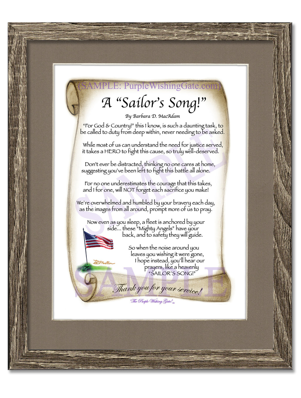 A Sailor's Song: Patriotic Scroll / 8x10 / 8x10 Birchwood
