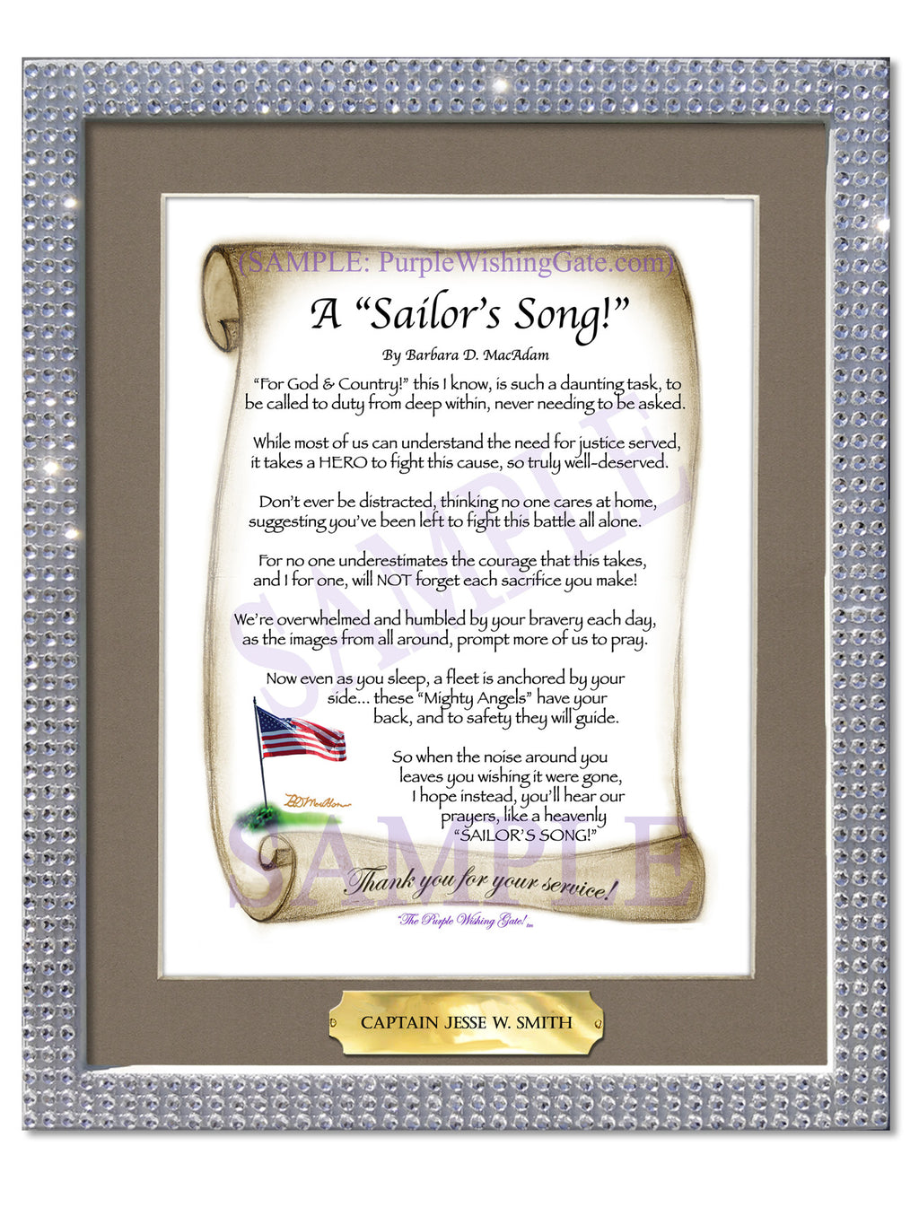 A Sailor's Song: Patriotic Scroll / 8x10 w/Nameplate / 8x10 Silver Bling

