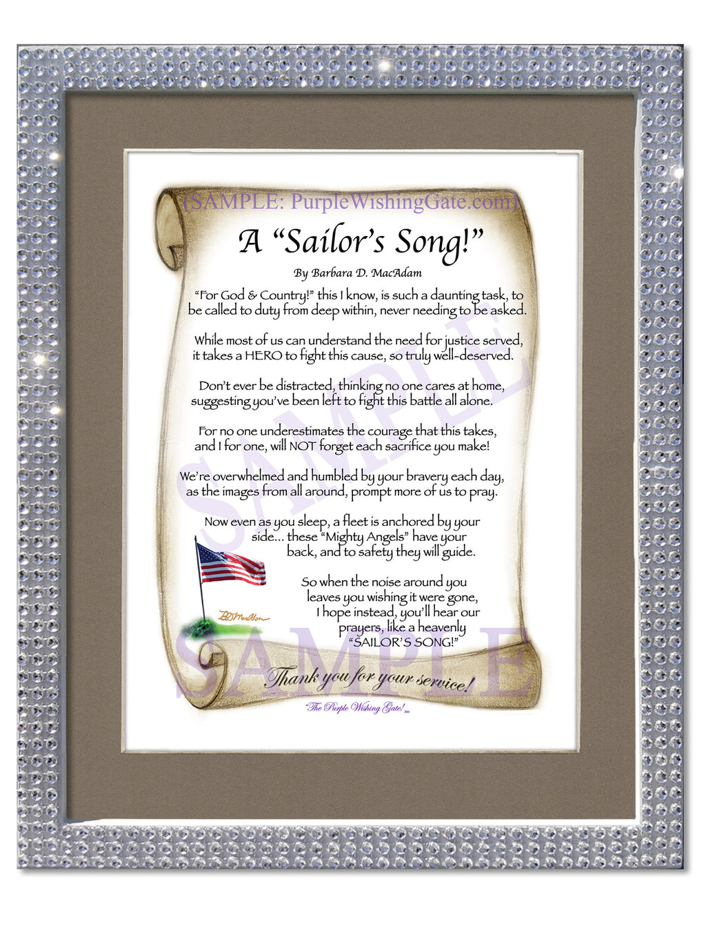 A Sailor's Song: Patriotic Scroll / 8x10 / 8x10 Silver Bling
