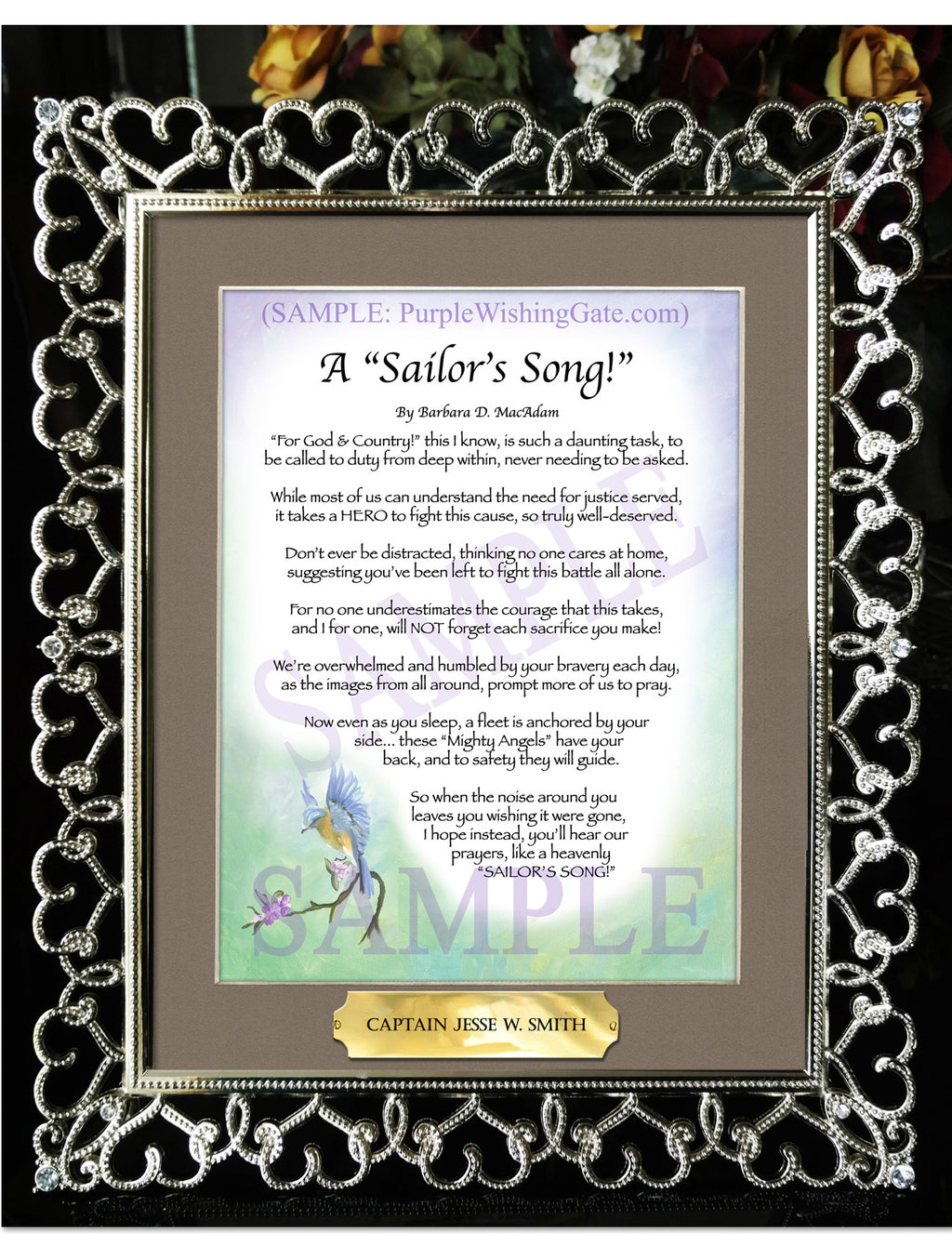 A Sailor's Song: Bluebird / 8x10 w/Nameplate / 8x10 Crystal-Silver Hearts
