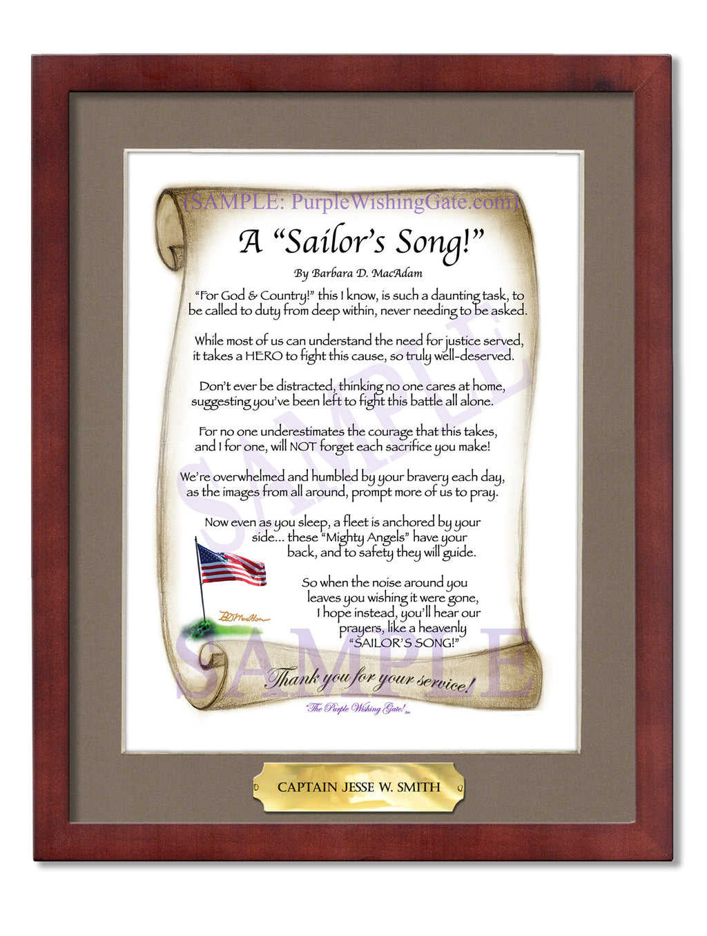A Sailor's Song: Patriotic Scroll / 8x10 w/Nameplate / 8x10 Classic Walnut
