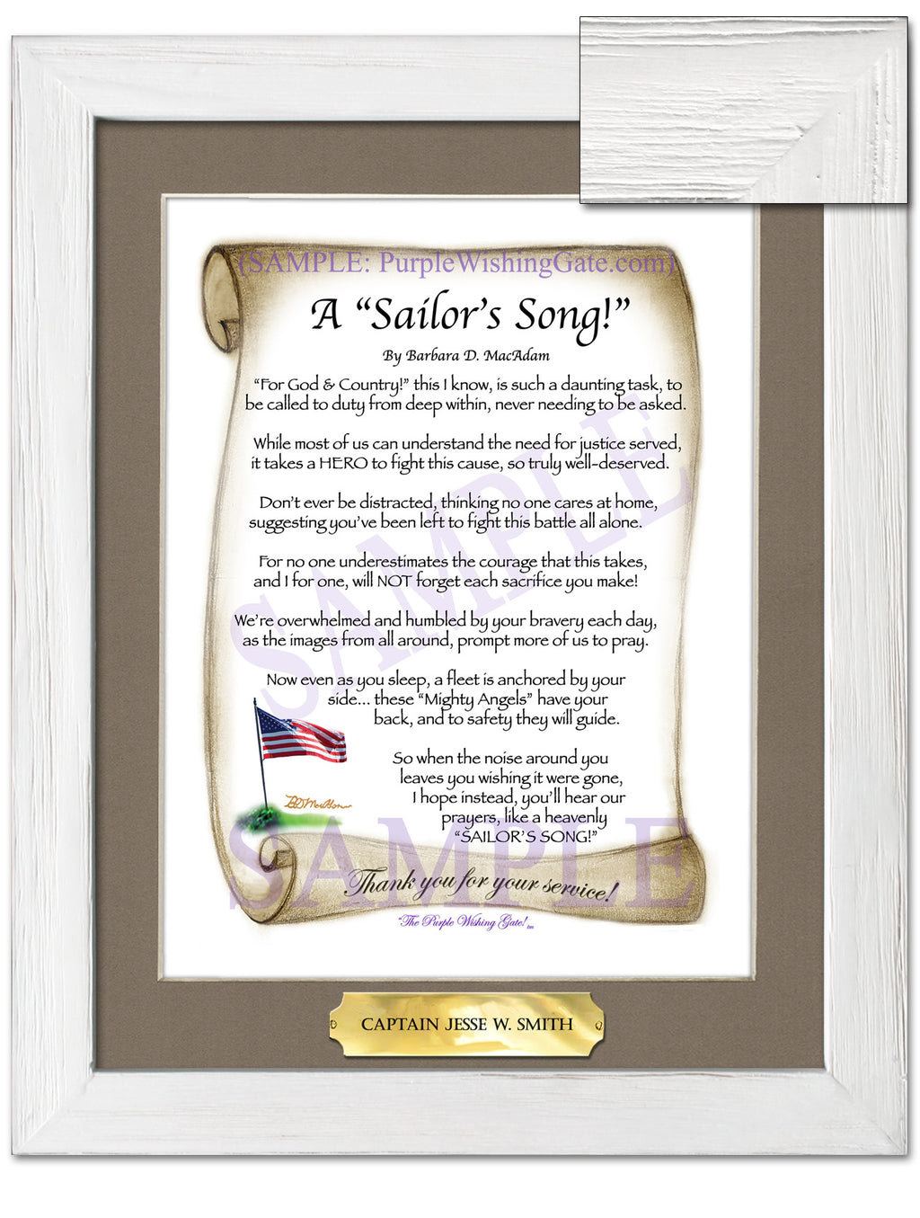 A Sailor's Song: Patriotic Scroll / 8x10 w/Nameplate / 8x10 White Wash
